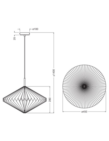LAMPA WISZĄCA DECOR PAPER LANTERN DIAMOND PENDE27 
