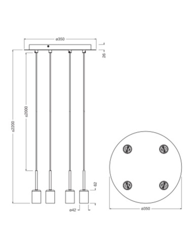 LAMPA WISZĄCA DECOR NEEDLE PEND PL 4XE27 BG 