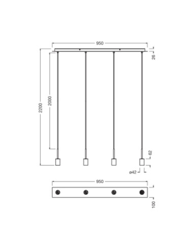LAMPA WISZĄCA DECOR NEEDLE PEND LN 4XE27 BG 