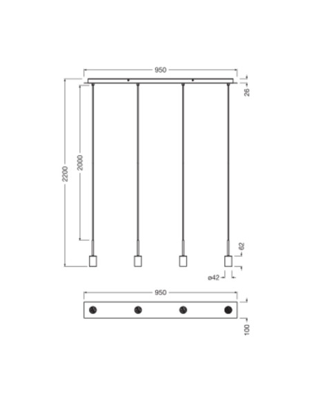 LAMPA WISZĄCA DECOR NEEDLE PEND LN 4XE27 BG 