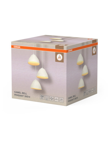 LAMPA WISZĄCA DECOR CAMEL BELL PENDANT 3XE14 WT 