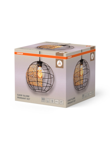 LAMPA WISZĄCA DECOR CAGE GLOBE PENDANT E27 BK 