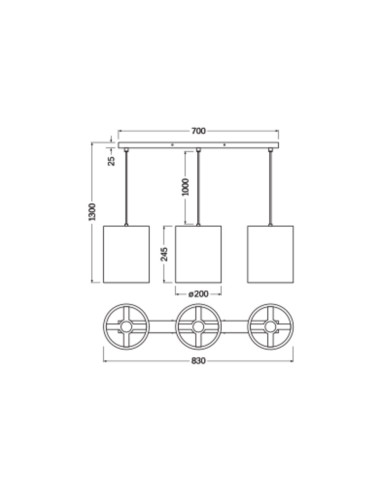 LAMPA WISZĄCA DECOR CARDBOARD CYLINDER PEND 3XE27 