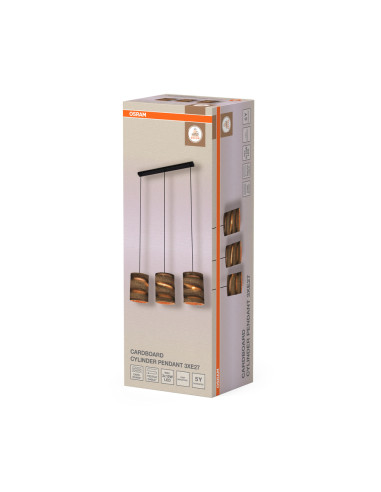 LAMPA WISZĄCA DECOR CARDBOARD CYLINDER PEND 3XE27 