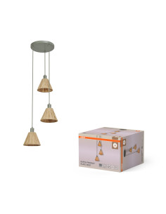 LAMPA WISZĄCA DECOR RAFFIA PENDANT PLATE 3XE27GN 