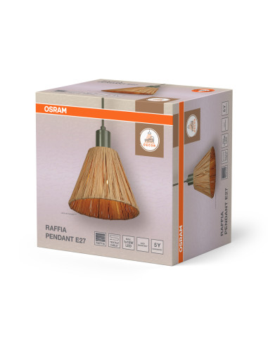LAMPA WISZĄCA DECOR RAFFIA PENDANT 1XE27 GN 