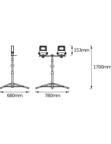 NAŚWIETLACZ LED NA STATYWIE LED WORKLIGHT 2X20W 840 TRIPOD 