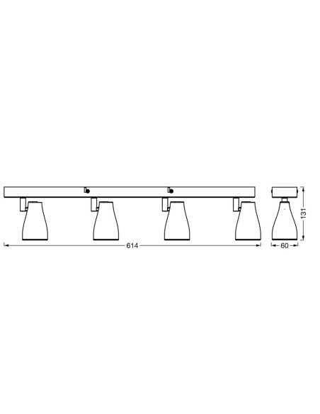 LAMPA NATYNKOWA LED SPOT PEAR 600MM4X4.3W827 GU10WT 
