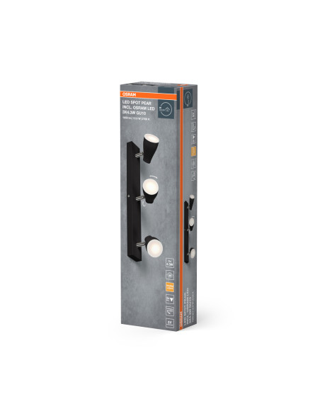 LAMPA NATYNKOWA LED SPOT PEAR 430MM3X4.3W827 GU10BK 