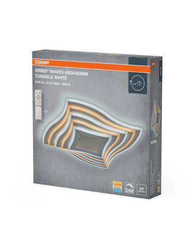 PLAFON ORBIS WAVES 480X480 43W CCTDIMRC WT 