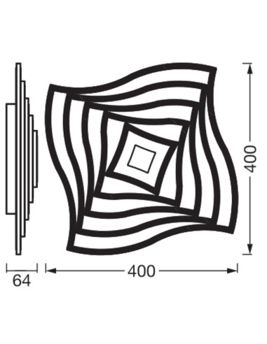 PLAFON ORBIS WAVES 400X400 30W CCTDIMRC WT 