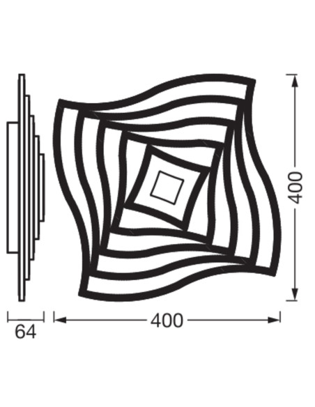 PLAFON ORBIS WAVES 400X400 30W CCTDIMRC WT 