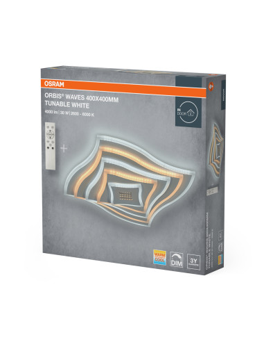 PLAFON ORBIS WAVES 400X400 30W CCTDIMRC WT 