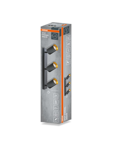 LAMPA NATYNKOWA DECOR SPOT ETERNAL 3XGU10 BK/GD EUE 