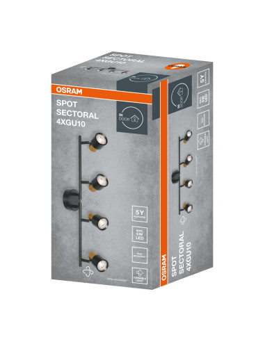 LAMPA NATYNKOWA DECOR SPOT SECTORAL 4XGU10 GD/BKEUE 