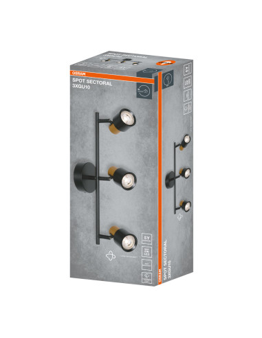 LAMPA NATYNKOWA DECOR SPOT SECTORAL 3XGU10GD/BK EUE 
