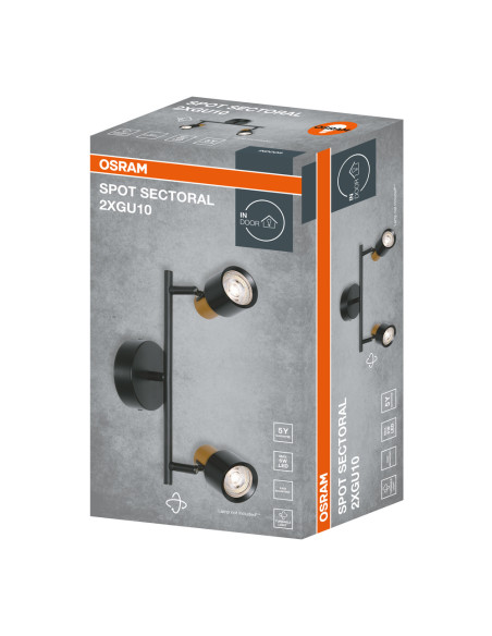LAMPA NATYNKOWA DECOR SPOT SECTORAL 2XGU10 GD/BKEUE 