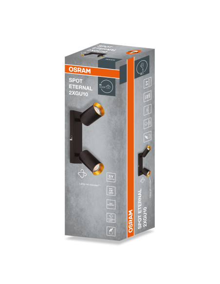 LAMPA NATYNKOWA DECOR SPOT ETERNAL 2XGU10 BK/GD EUE 