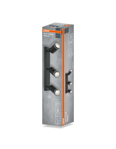 LAMPA NATYNKOWA DECOR SPOT PULSE 3XGU10 BK EUE 