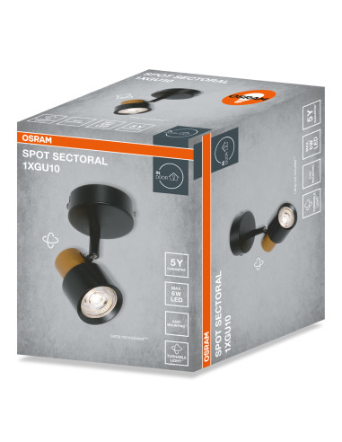 KINKIET DECOR SPOT SECTORAL 1XGU10 GD/BKEUE 