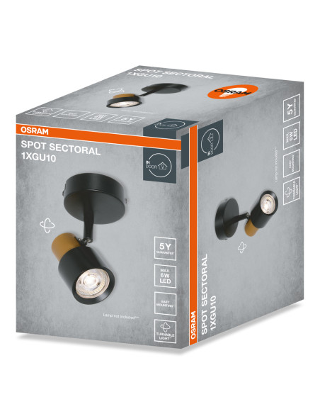 KINKIET DECOR SPOT SECTORAL 1XGU10 GD/BKEUE 