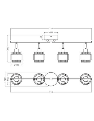 LAMPA NATYNKOWA DECOR SPOT HORNET 4X2.8W 827 E14 