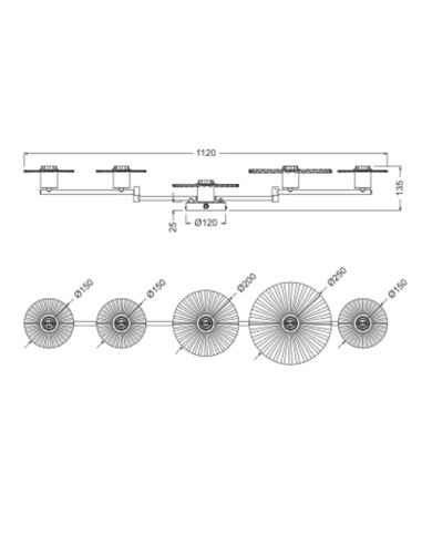 KINKIET DECOR PLISSEE WALL 5xE27 DG 