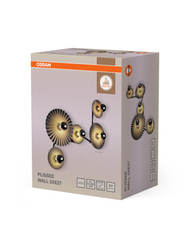 KINKIET DECOR PLISSEE WALL 5xE27 DG 