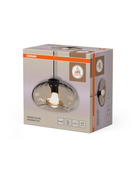 LAMPA WISZĄCA DECOR SMOKE GLASS PENDANT E27 