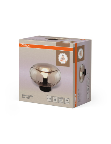LAMPA STOŁOWA/BIURKOWA DECOR SMOKE GLASS TABLE E27  