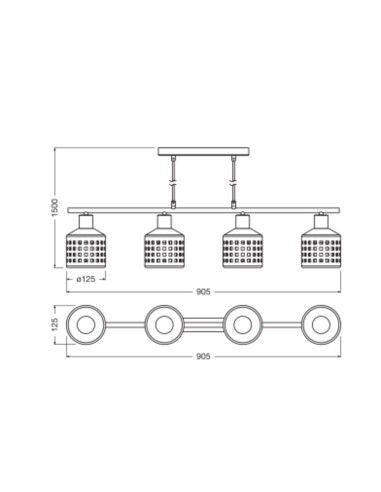 LAMPA WISZĄCA DECOR CLAY WINDOWS PEND LN 4XE27 