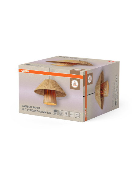 LAMPA WISZĄCA DECOR BAMBOO PAPER HUT PEND 400 E27 