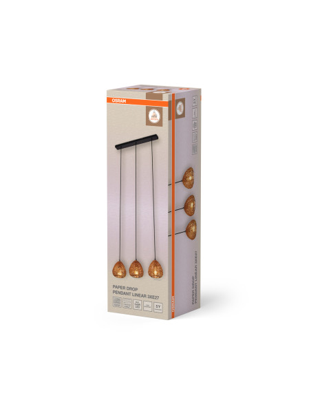 LAMPA WISZĄCA DECOR PAPER DROP PEND LINEAR 3XE27 