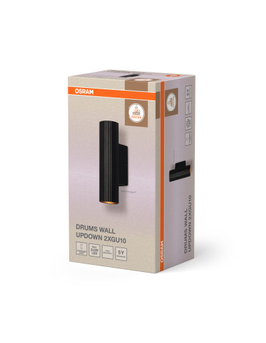 KINKIET DECOR DRUMS WALL UPDOWN 2XGU10 BK 