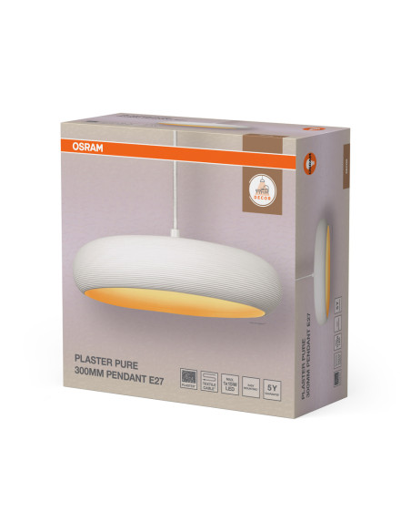 LAMPA WISZĄCA DECOR PLASTER PURE PEND 300 E27 WT 