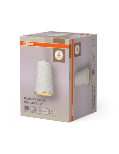 LAMPA WISZĄCA DECOR PLASTER CONE PEND E27 WT 