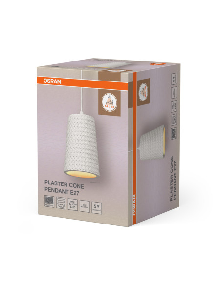 LAMPA WISZĄCA DECOR PLASTER CONE PEND E27 WT 