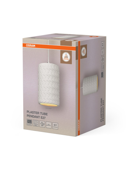 LAMPA WISZĄCA DECOR PLASTER TUBE PENDANT E27 WT  