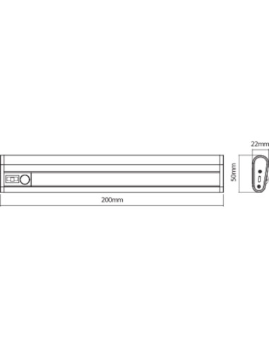 OPRAWA LINIOWA LINEAR LED MOBILE USB 200 1W PODSZAFKOWA OPRAWA Z CZUJNIKIEM RUCHU ZASILANA BATERYJNIE 
