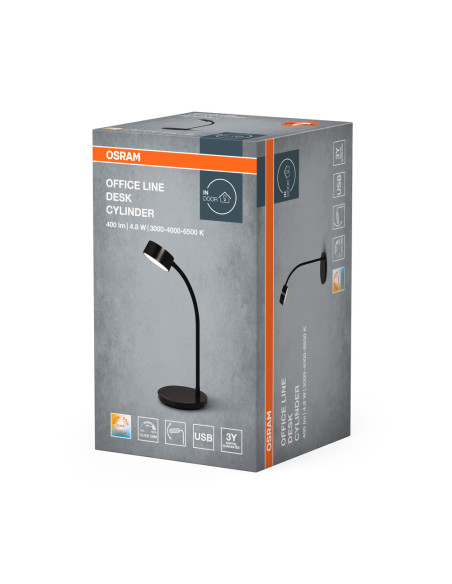 LAMPKA BIURKOWA OFFICE LINE DESK CYLINDER 4,8W CCT DIM BLACK 