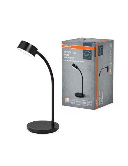 LAMPKA BIURKOWA OFFICE LINE DESK CYLINDER 4,8W CCT DIM BLACK 