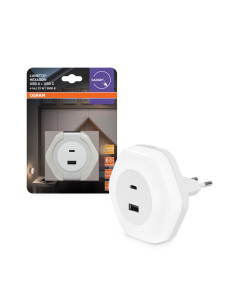 PRZENOŚNA LAMPKA NOCNA DO GNIAZDA LUNETTA HEXAGON USB A&C 3000K Z CZUJNIKIEM WHITE 
