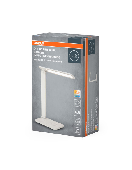 LAMPKA BIURKOWA OFFICE LINE DESK BANKER INDUCTIVE CHARGING 17W CCT DIM WHITE 