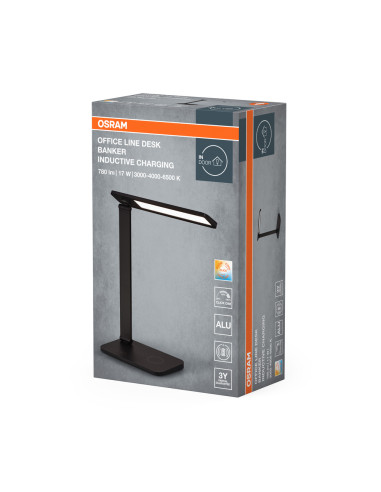 LAMPKA BIURKOWA OFFICE LINE DESK BANKER INDUCTIVE CHARGING 17W CCT DIM BLACK 