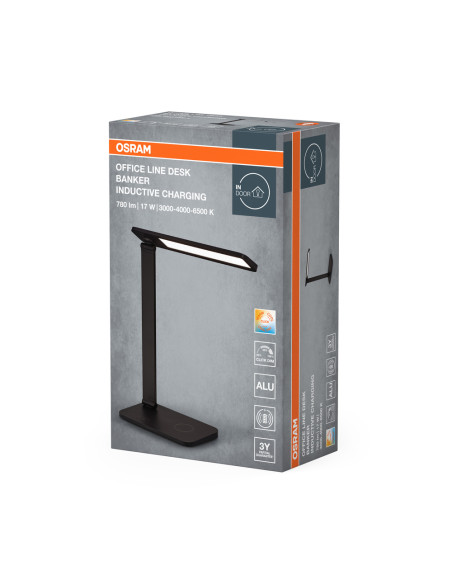 LAMPKA BIURKOWA OFFICE LINE DESK BANKER INDUCTIVE CHARGING 17W CCT DIM BLACK 