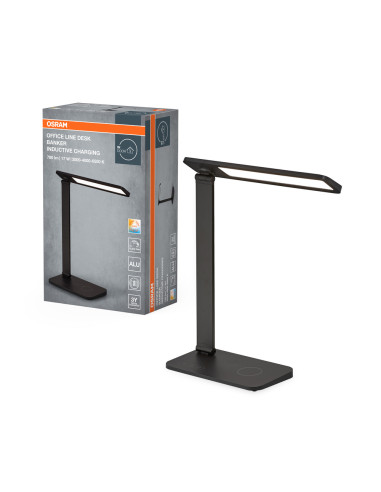 LAMPKA BIURKOWA OFFICE LINE DESK BANKER INDUCTIVE CHARGING 17W CCT DIM BLACK 