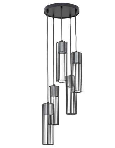 FOBIA 5 lampa wisząca koło czarny/srebrny