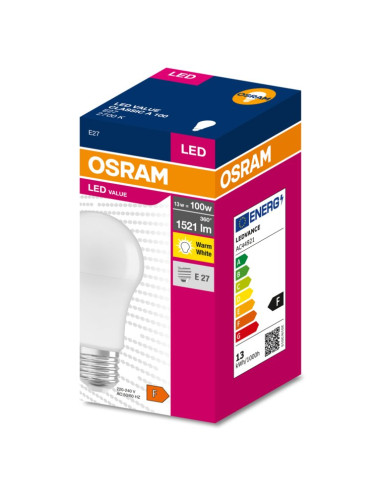 ŻARÓWKA LED VALUE CLA100 13W 2700K ciepła biała  1521LM 230V FR E27