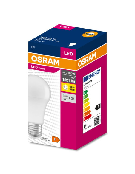 ŻARÓWKA LED VALUE CLA100 13W 2700K ciepła biała  1521LM 230V FR E27