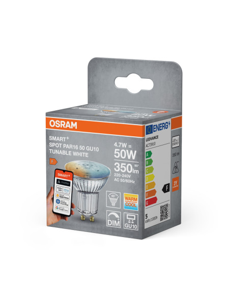 ŻARÓWKA LED SMART+ MATTER PAR16 50 4.7W GU10 FR TW 2700K...6500K 350LM 